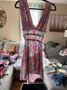 Colorful Floral V-Neck Sundress
